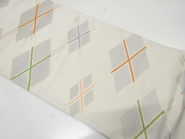 JAPANESE KIMONO / ANTIQUE FUKURO OBI / WOVEN HOLLYHOCK